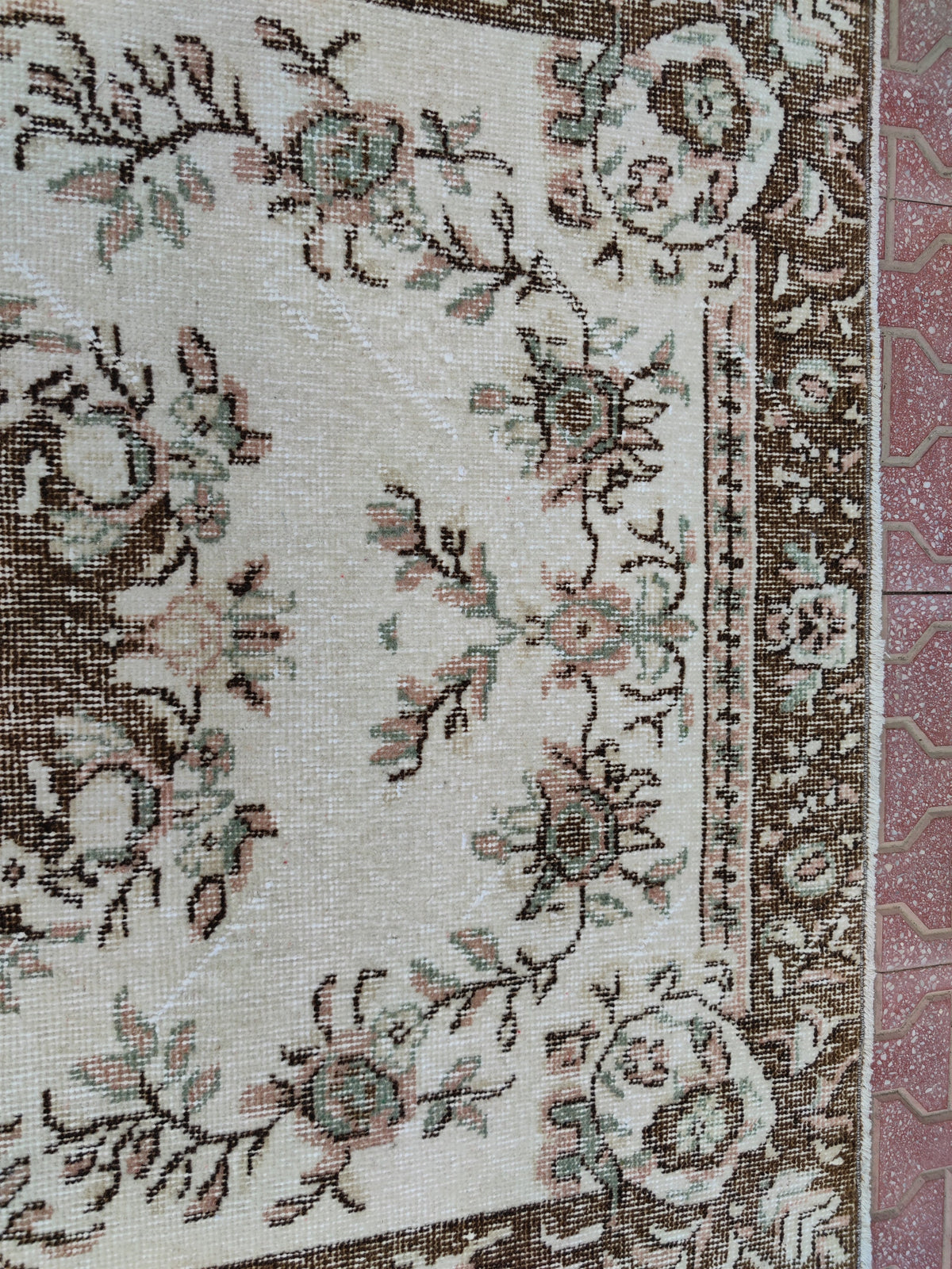 Vintage Oushak Rug 3x6: Handwoven Wool & Cotton Turkish Rug