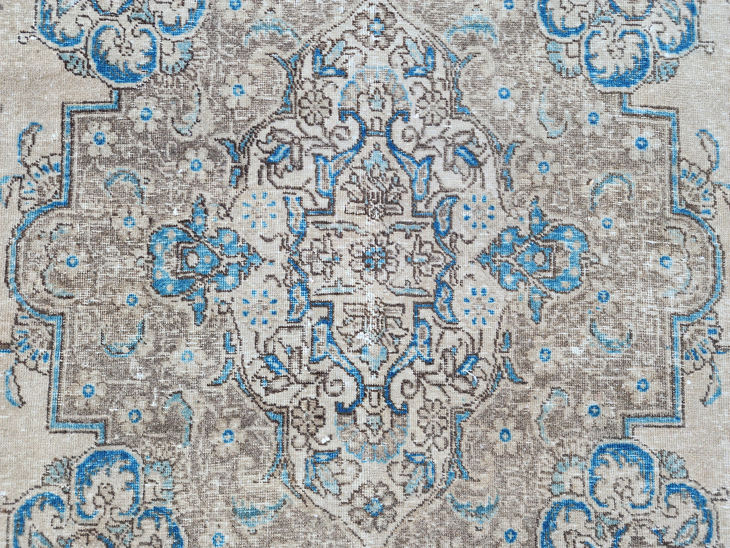 Brown Blue Vintage Rug 9x13 ft - sku1275