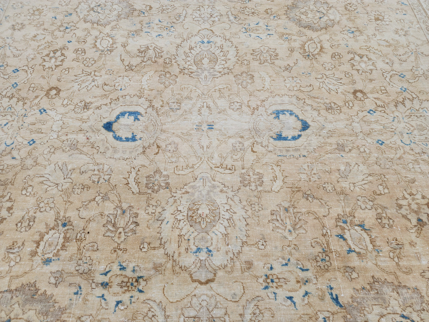 Wool Beige Vintage Large Rug 9x12 ft - skua206