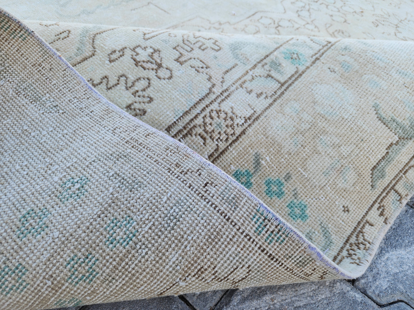Wool Neutral Vintage Oversize Rug 9x12 ft - skua215