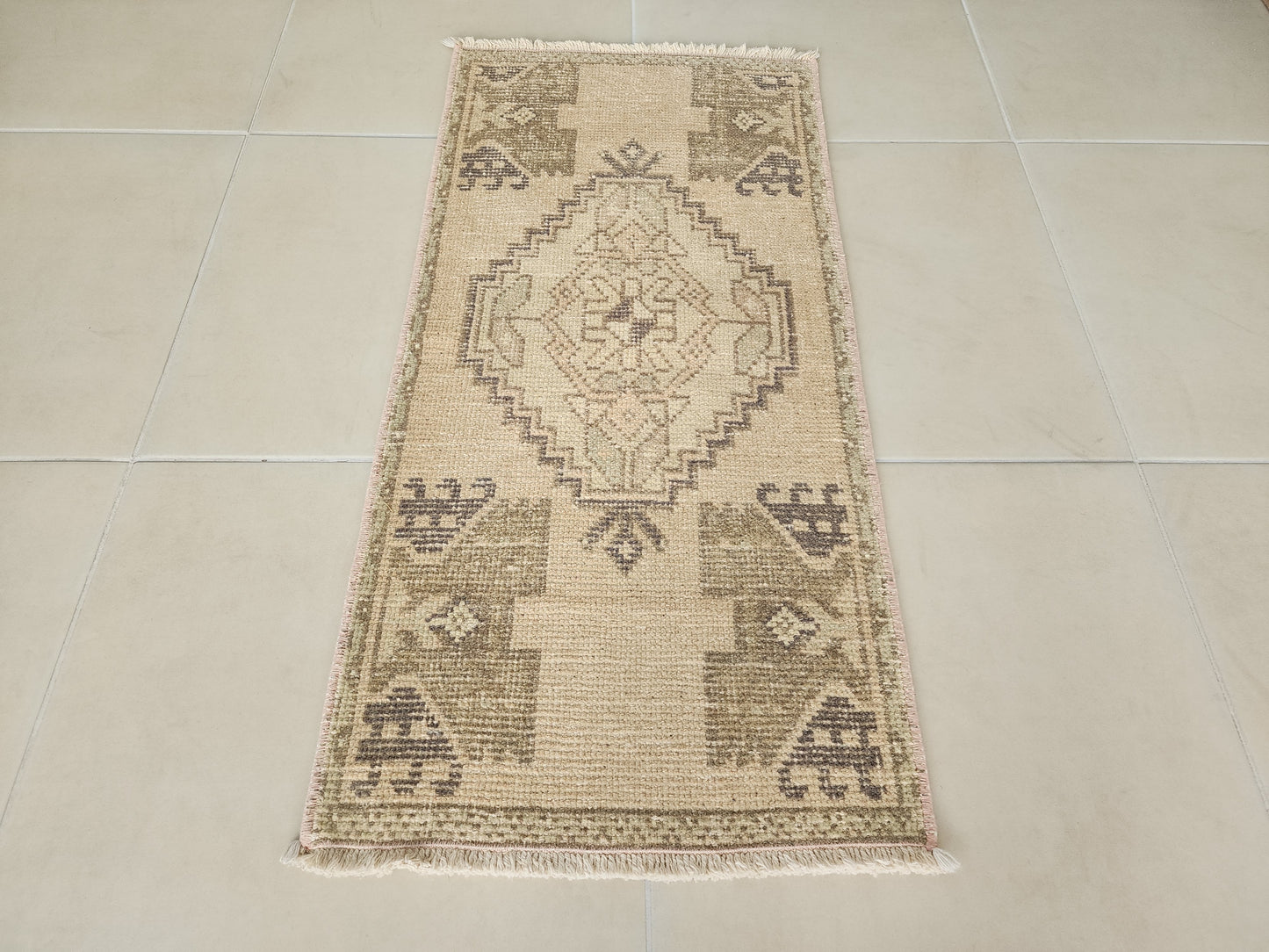 Vintage Rug Mini Hand Knotted Doormat 2x3 ft - skuy63