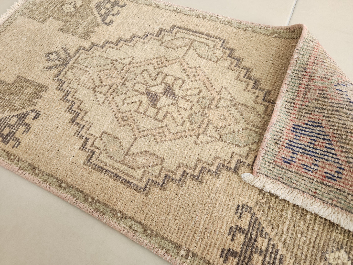 Vintage Rug Mini Hand Knotted Doormat 2x3 ft - skuy63