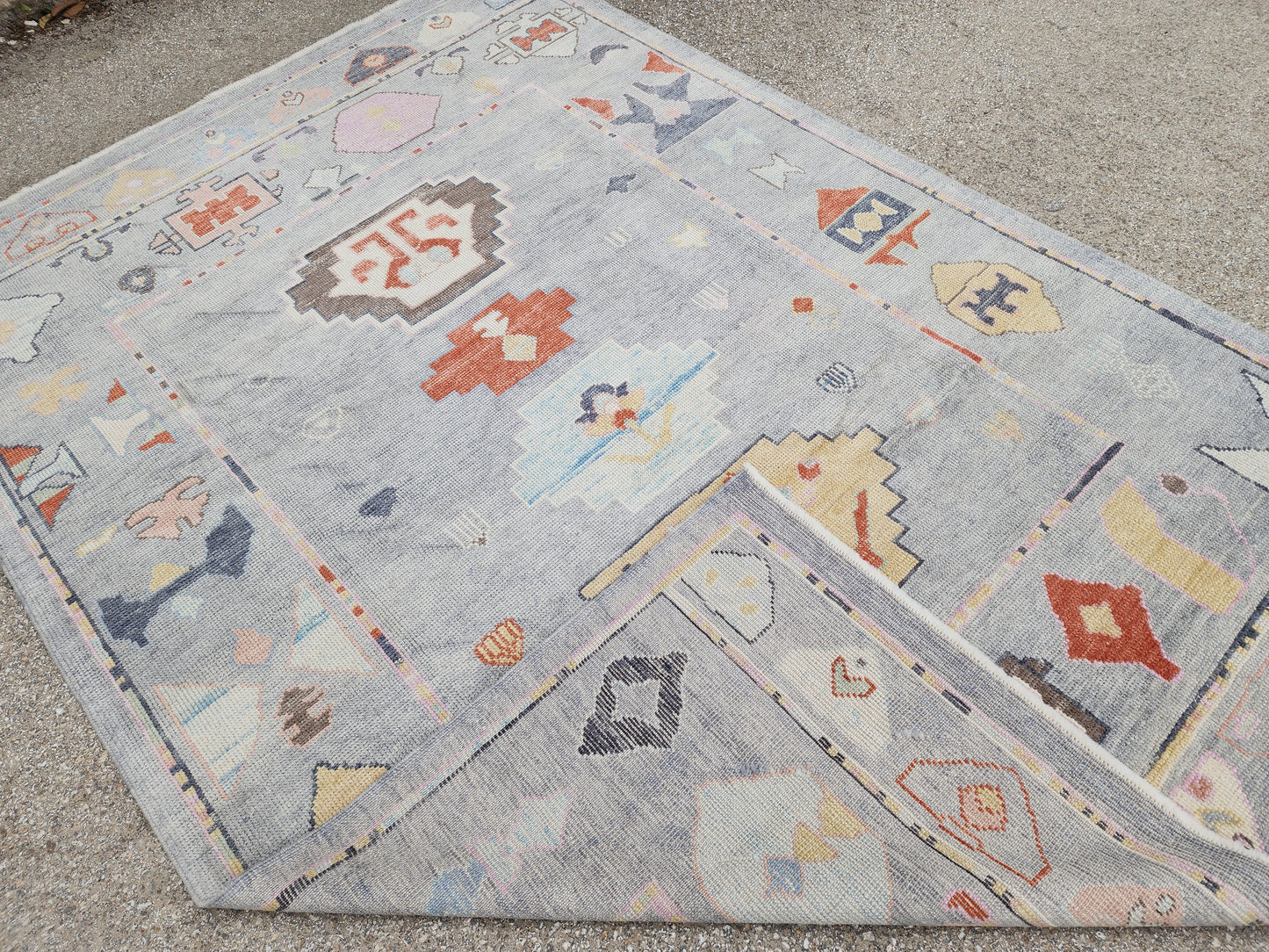 6x9 Turkish Oushak Rug – Hand Knotted Wool Rug, Light Gray Modern Oushak, Soft Color Designer Area Rug- sku1832