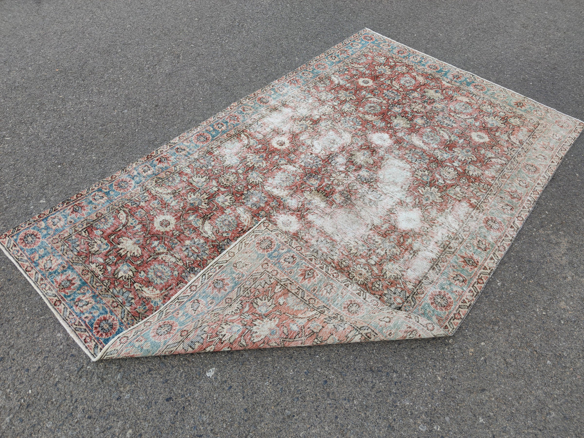 Handwoven Turkish Oushak Rug 5x8: Wool & Cotton Bohemian Decor