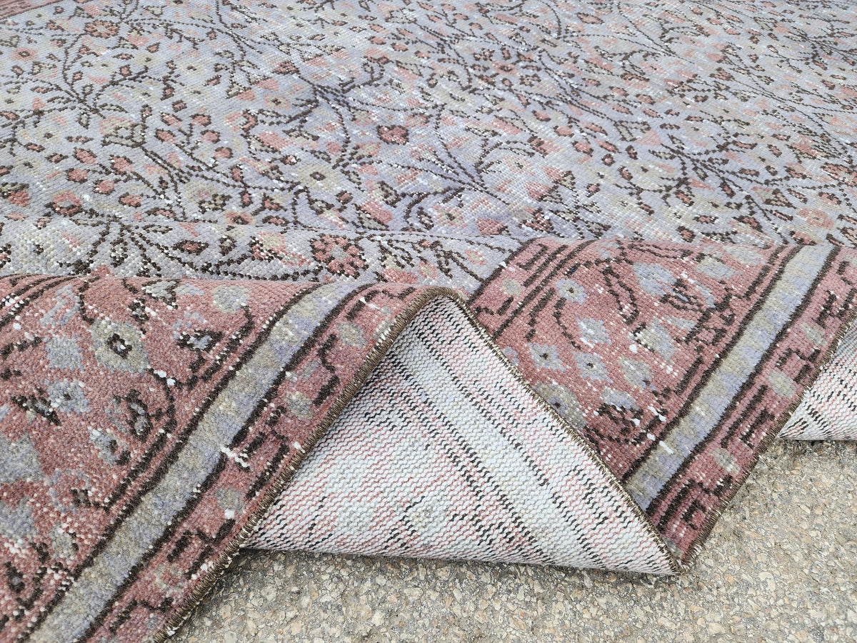 Gray Area Rug 5x9, Turkish Hand Made Carpet For Dining Room Decor, Boho Decor