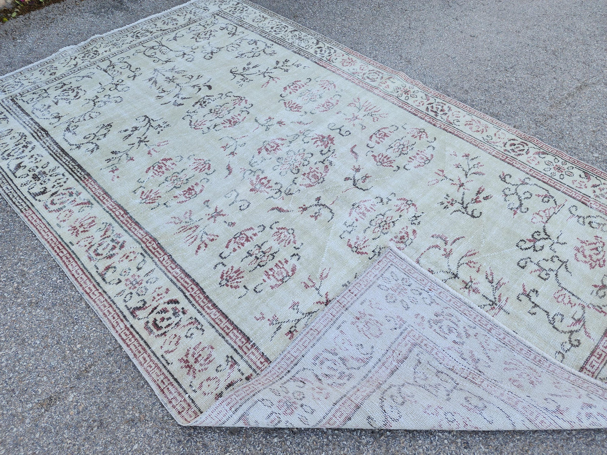 Handwoven Turkish Oushak Rug 6x9: Wool & Cotton Blend