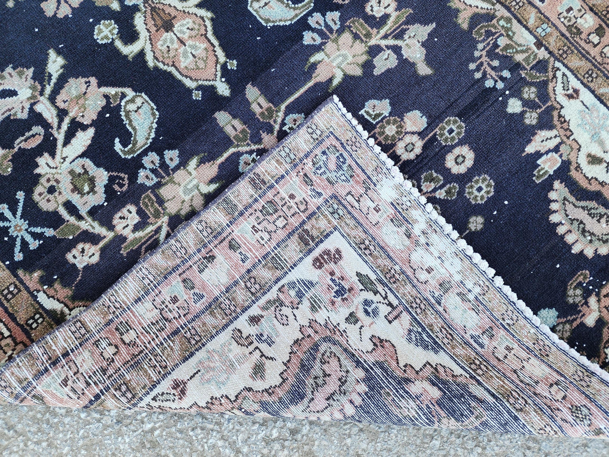 4x9 Hand Made Runner Rug: Navy Blue, Home Rustic Entry Decor
