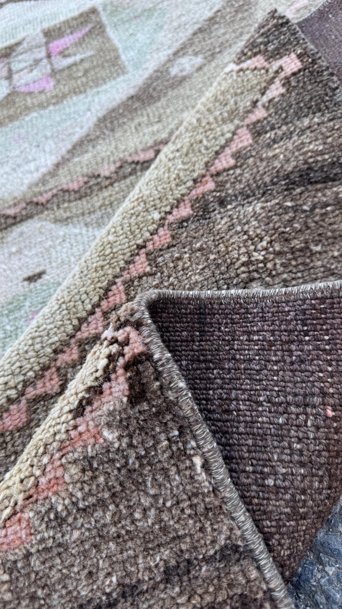 3x11 Wool Neutral Runner Rug, Hand Knotted Turkish Decor, Kitchen Decor