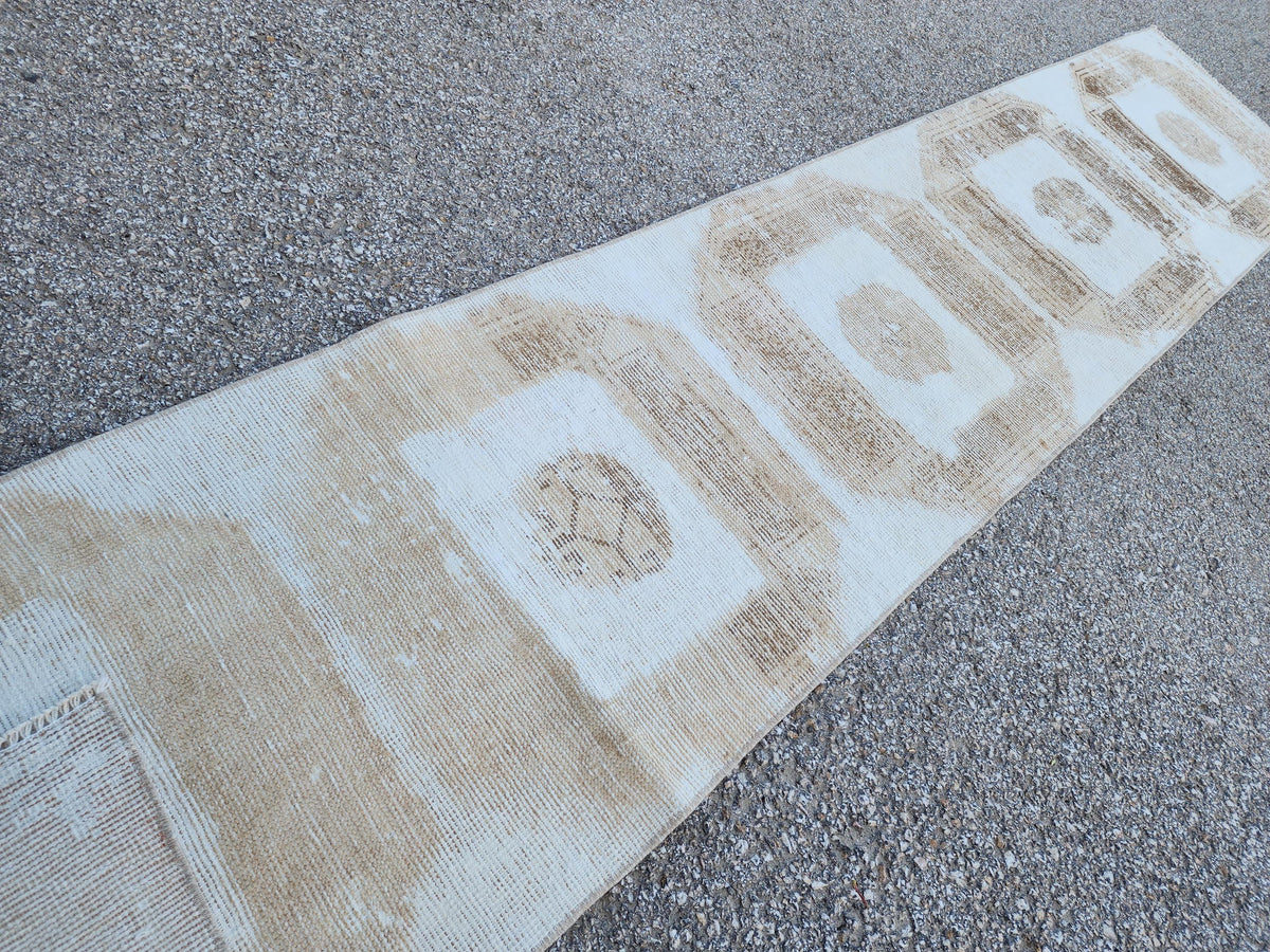 2x11 Neutral Runner Rug: Bohemian Home Decor, Up Cycled Wool
