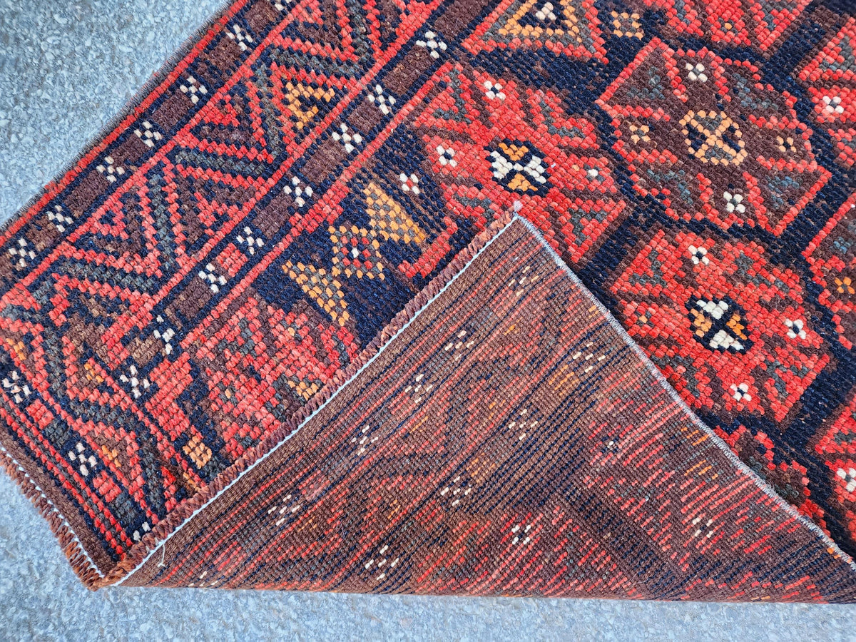 3x9 Boho Herki Runner Rug, Kitchen Decor, Living Room Decor, Hand Made Wool, Kitchen Decor