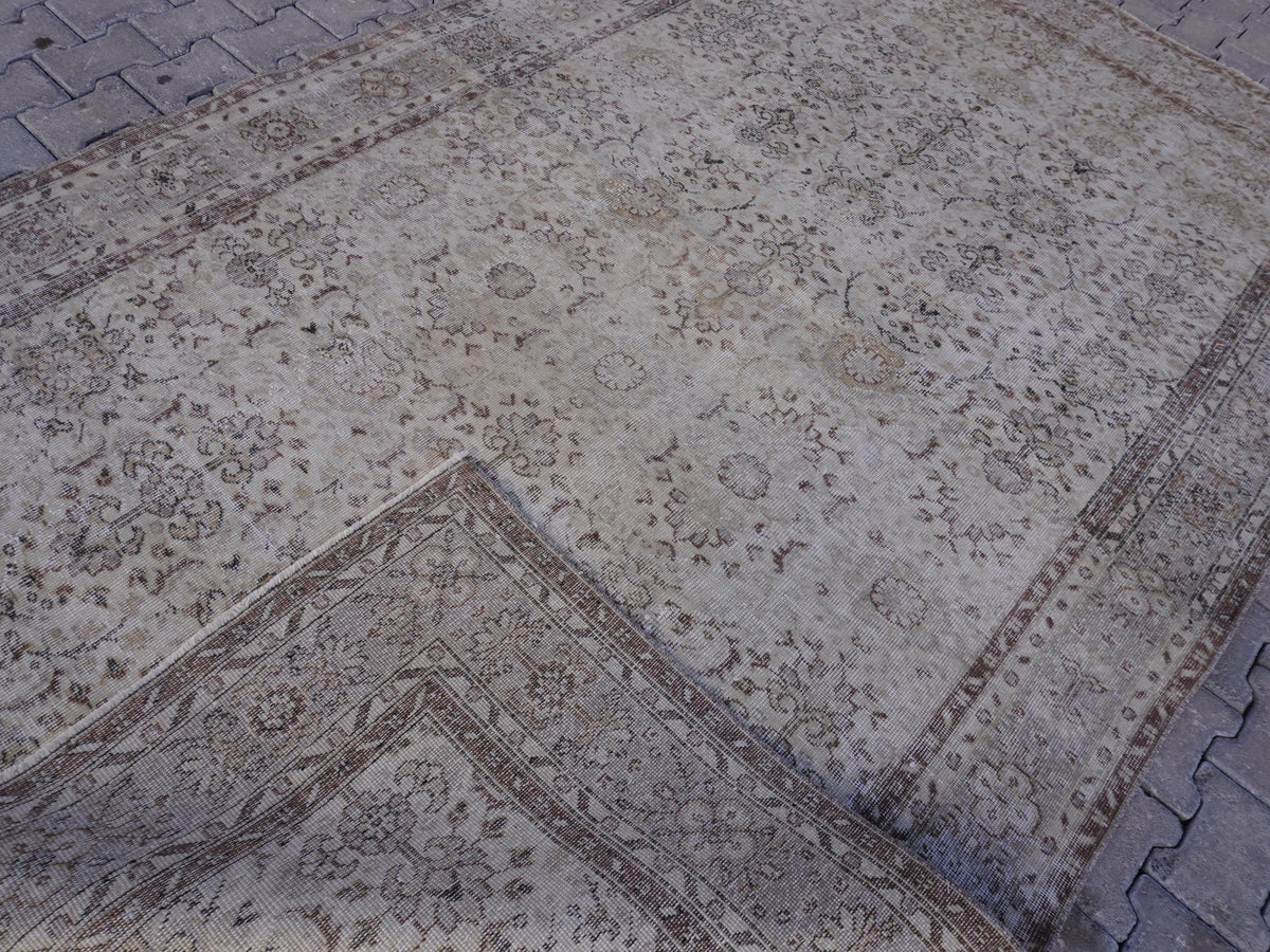 6x11 Neutral Area Rug, Turkish Wool Hand Made, Dining Room Decor