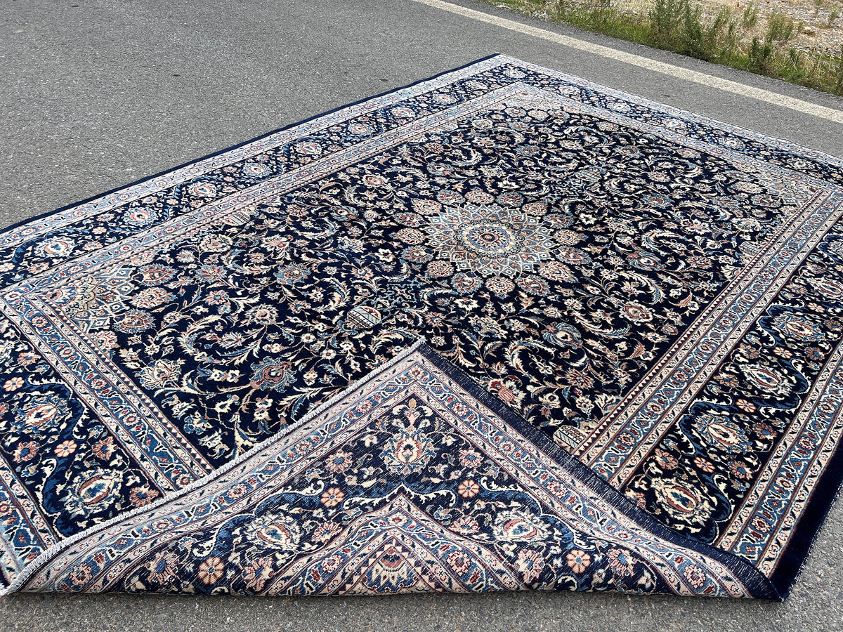 Vintage Oushak Rug 8x11: Hand Woven Turkish Wool Area Rug
