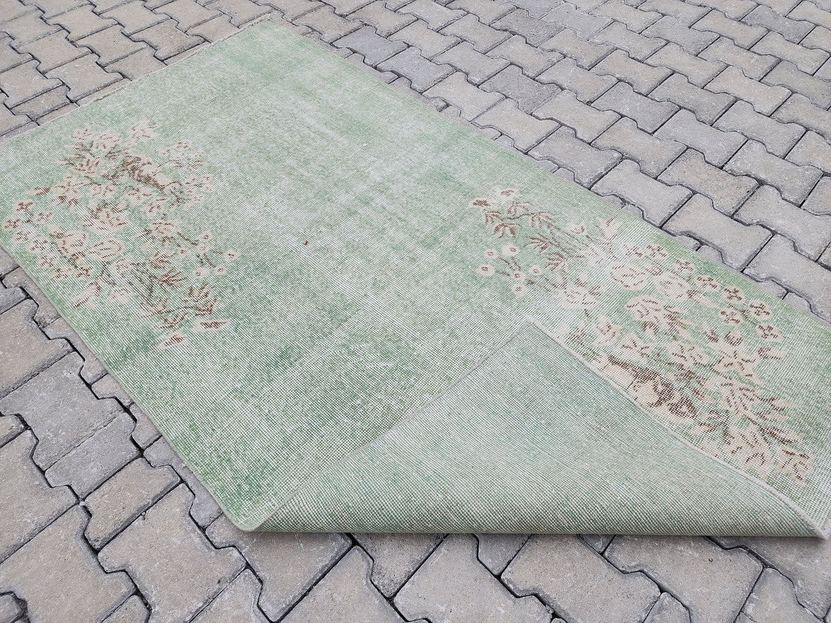 Vintage Turkish Oushak Rug 3x6: Handwoven Wool & Cotton Area Rug