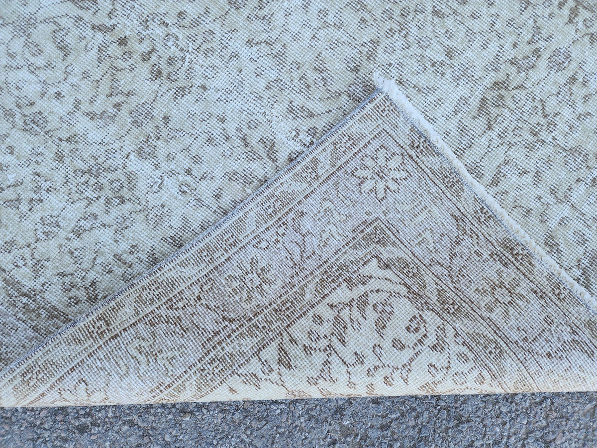 Neutral Wool Rug 3x6: Hand Made, Turkish Beige Decor, Kitchen Design