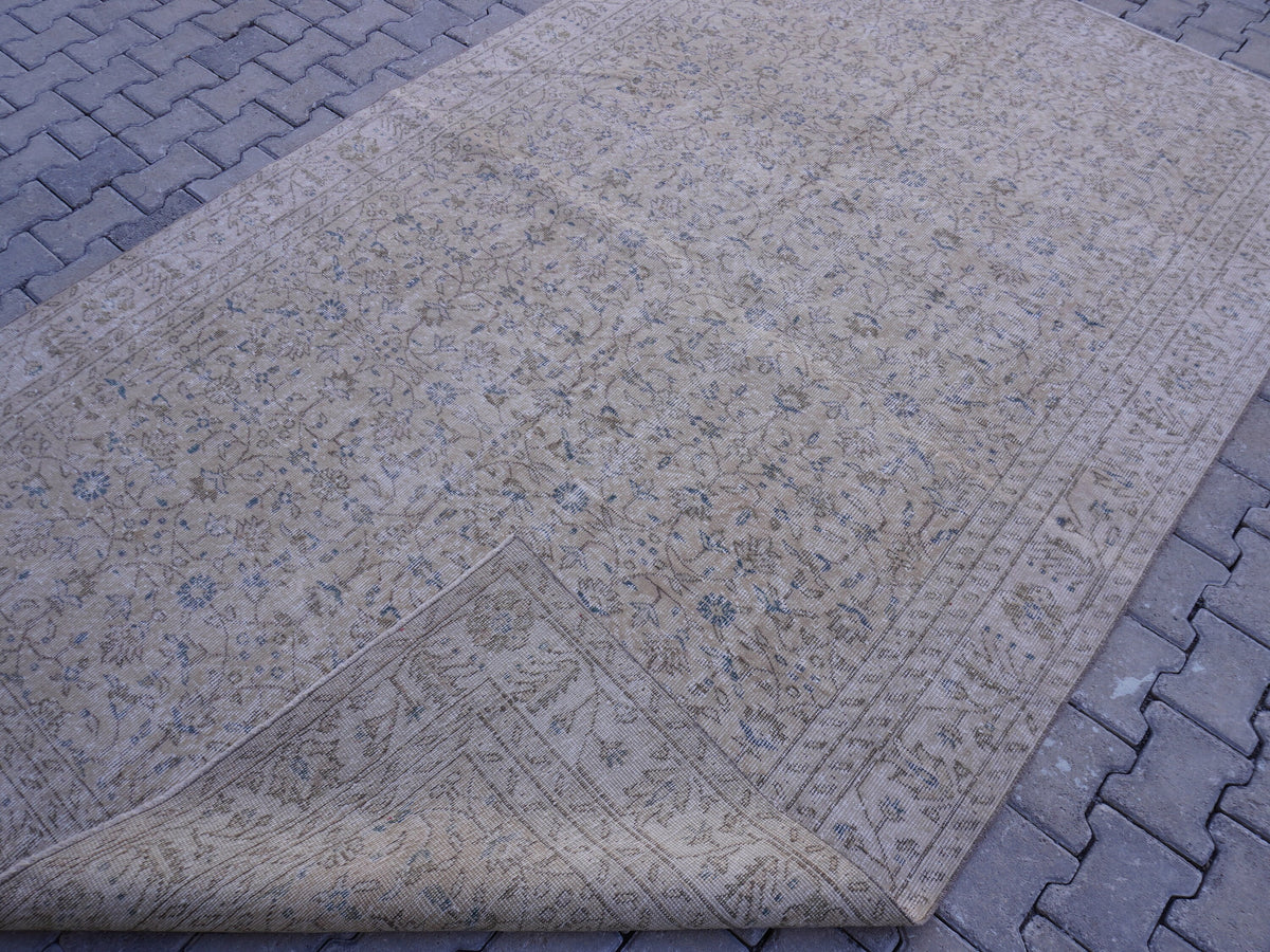 6x10 Vintage Turkish Oushak Rug: Handwoven Wool & Cotton