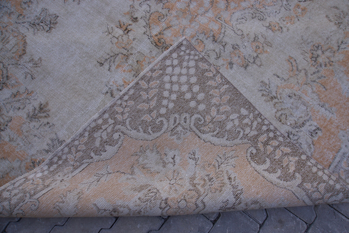 6x10 Vintage Turkish Oushak Rug: Handwoven Wool & Cotton