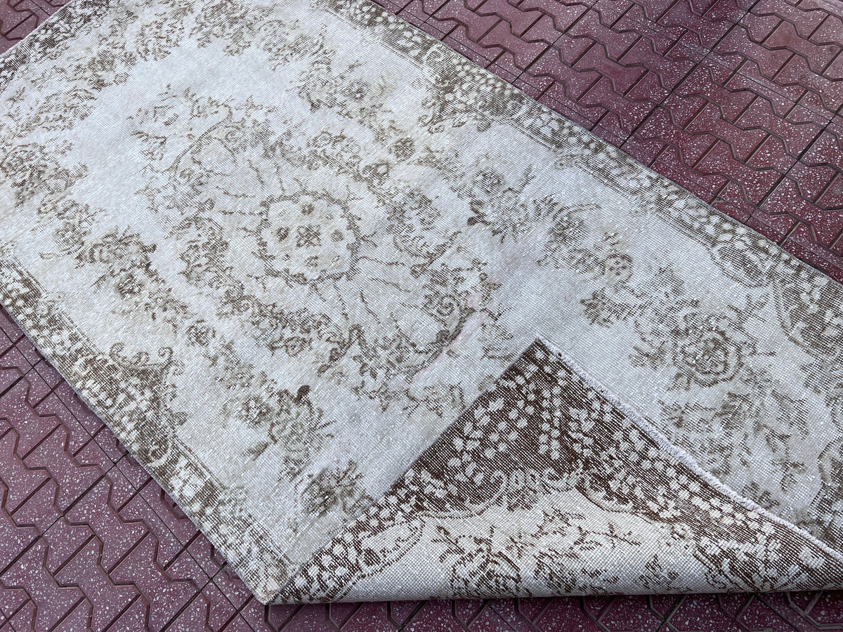 Handwoven Turkish Oushak Rug 4x7: Wool & Cotton Bohemian Rug