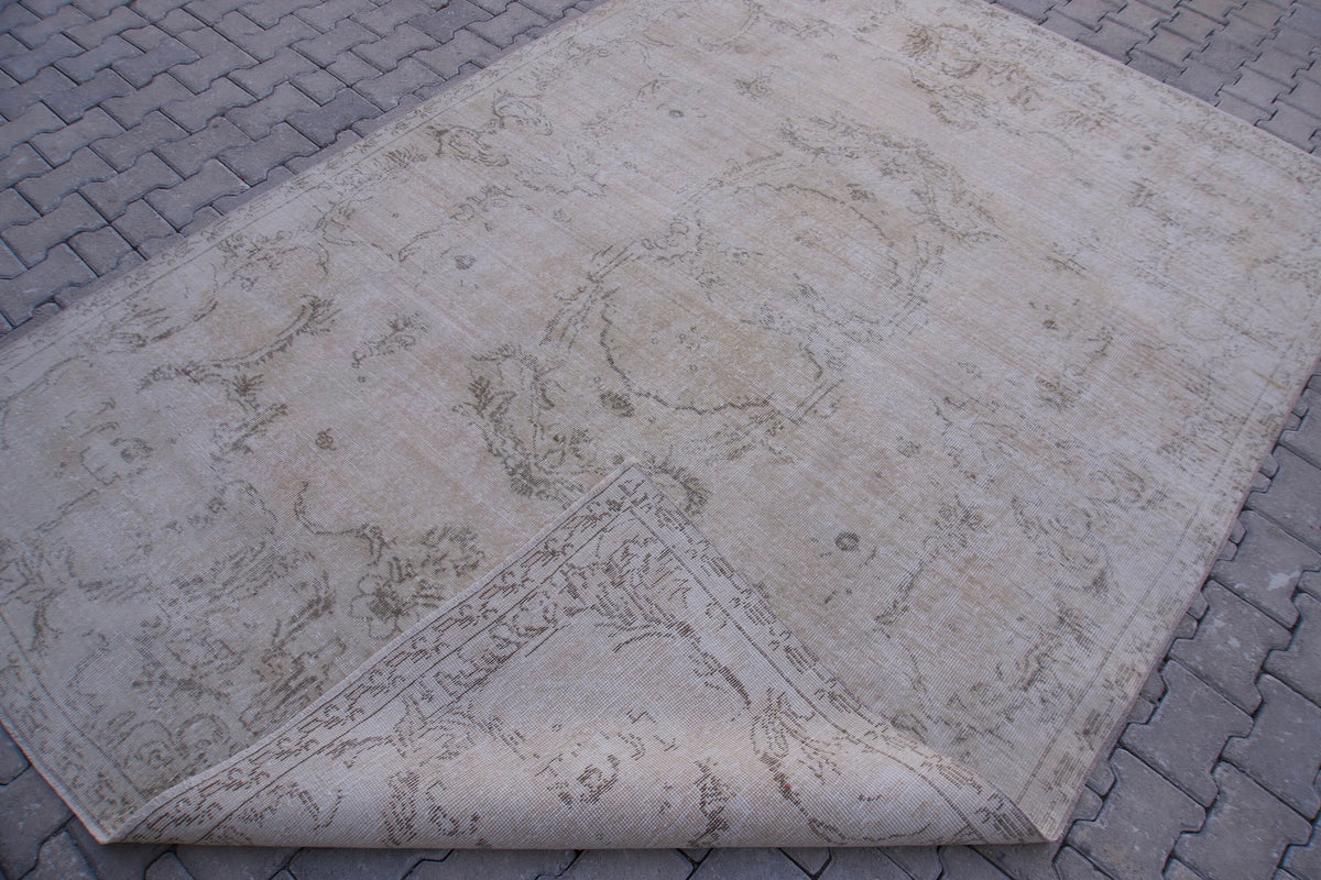 Hand Woven Rug 7x10, Neutral Wool, Farmhouse Decor