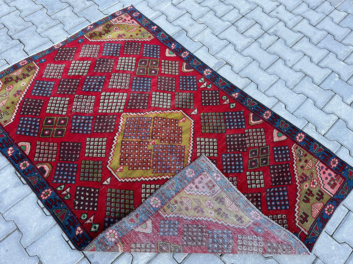 4x6 Vintage Oushak Rug: Handmade Turkish Small Rug