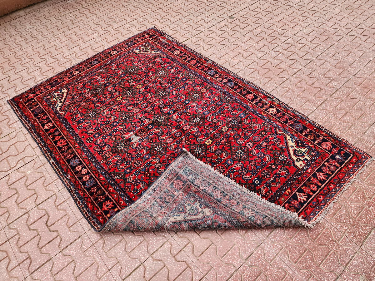 Vintage Oushak Rug 4x6: Handwoven Wool Turkish Rug
