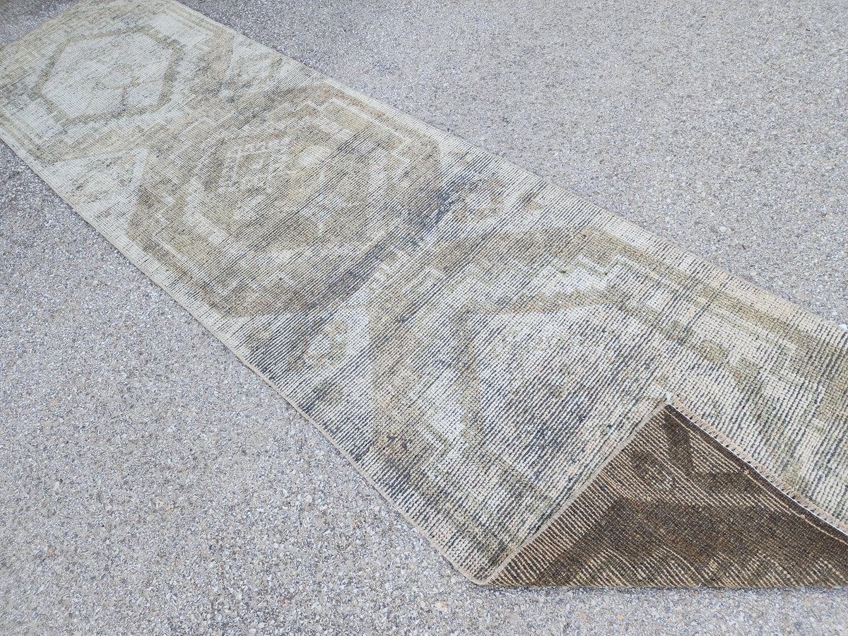 Handmade Turkish Runner Rug 2x10: Rustic Bohemian Decor