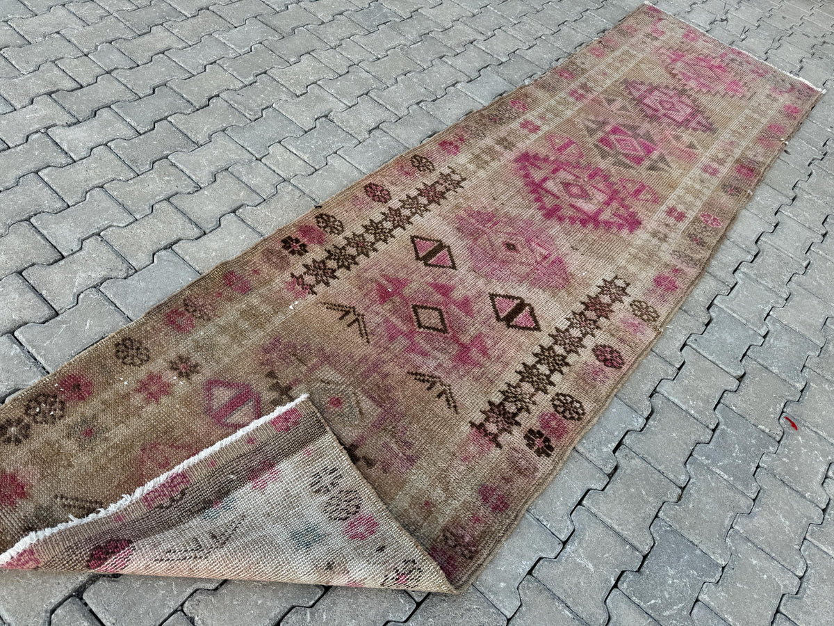 3x11 Handwoven Turkish Wool Runner Rug: Hallway, Bohemian Decor