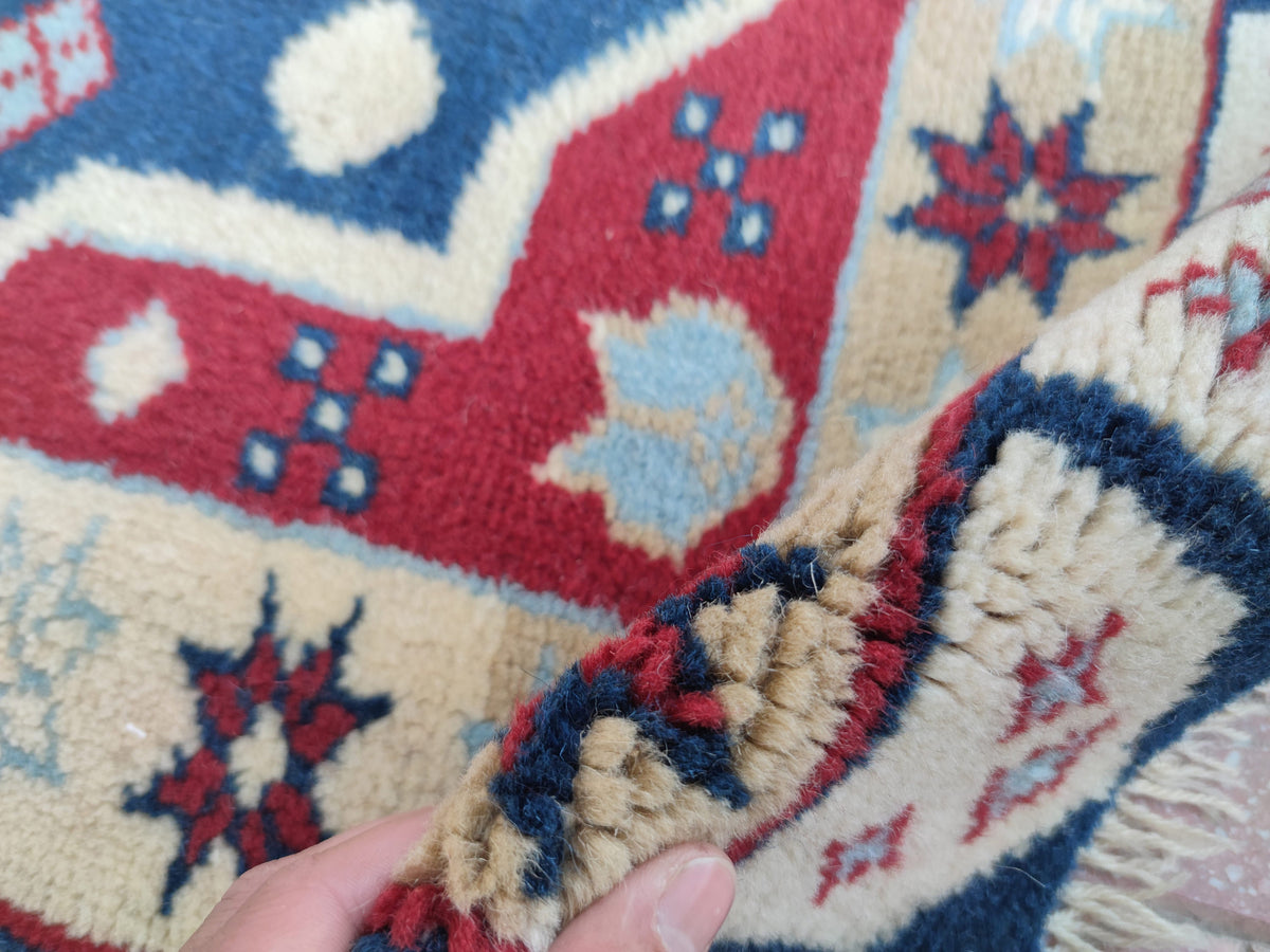 Vintage Handwoven Turkish Rug: Bohemian Oushak Small Rug (2x3)