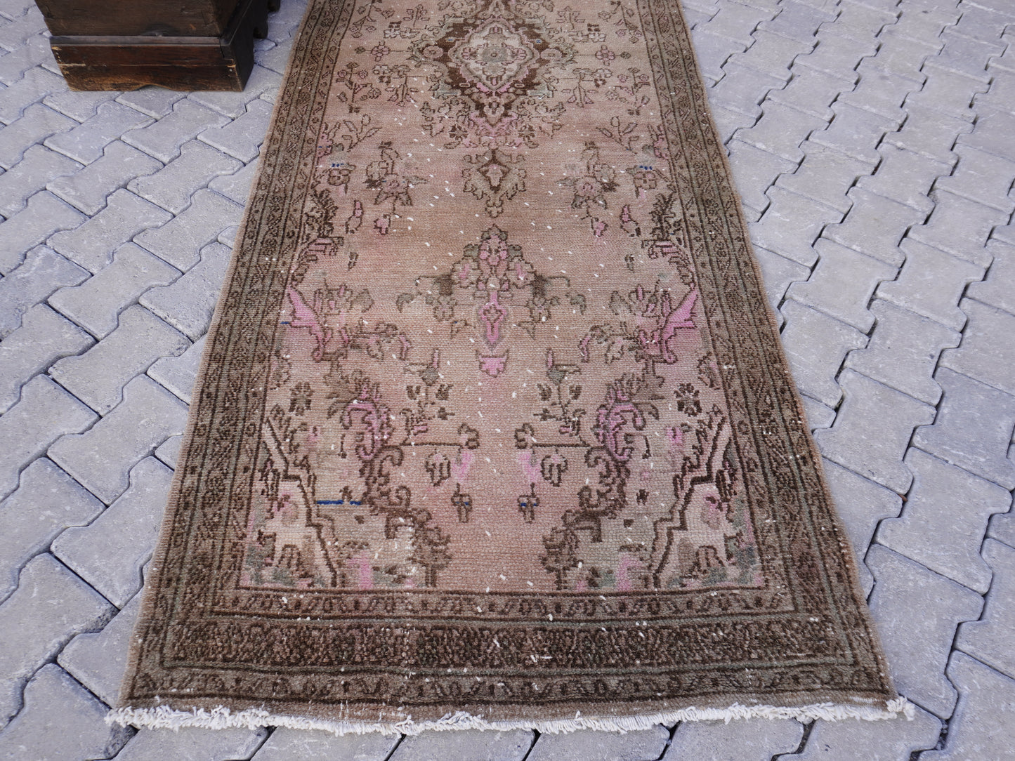 Vintage Runner Rug Wool 4x10 ft - sku 1477