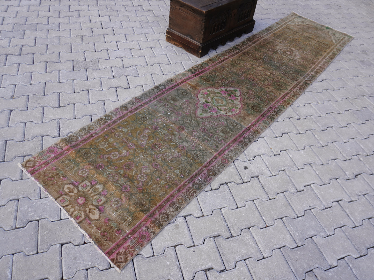 Vintage Neutral Runner Rug 3x12 ft - sku1598