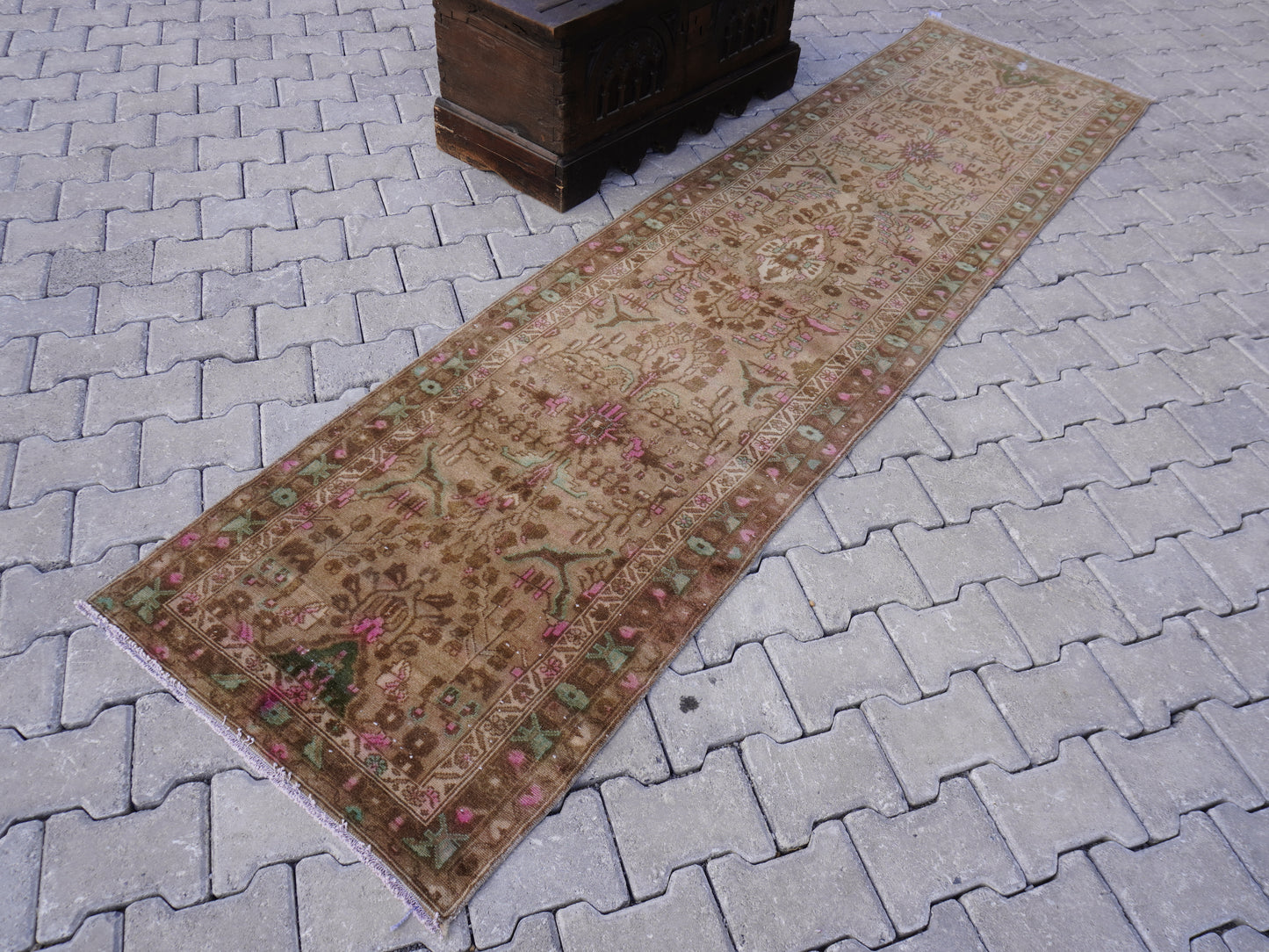 Wool Runner Rug Neutral 2x10 ft - Sku1592