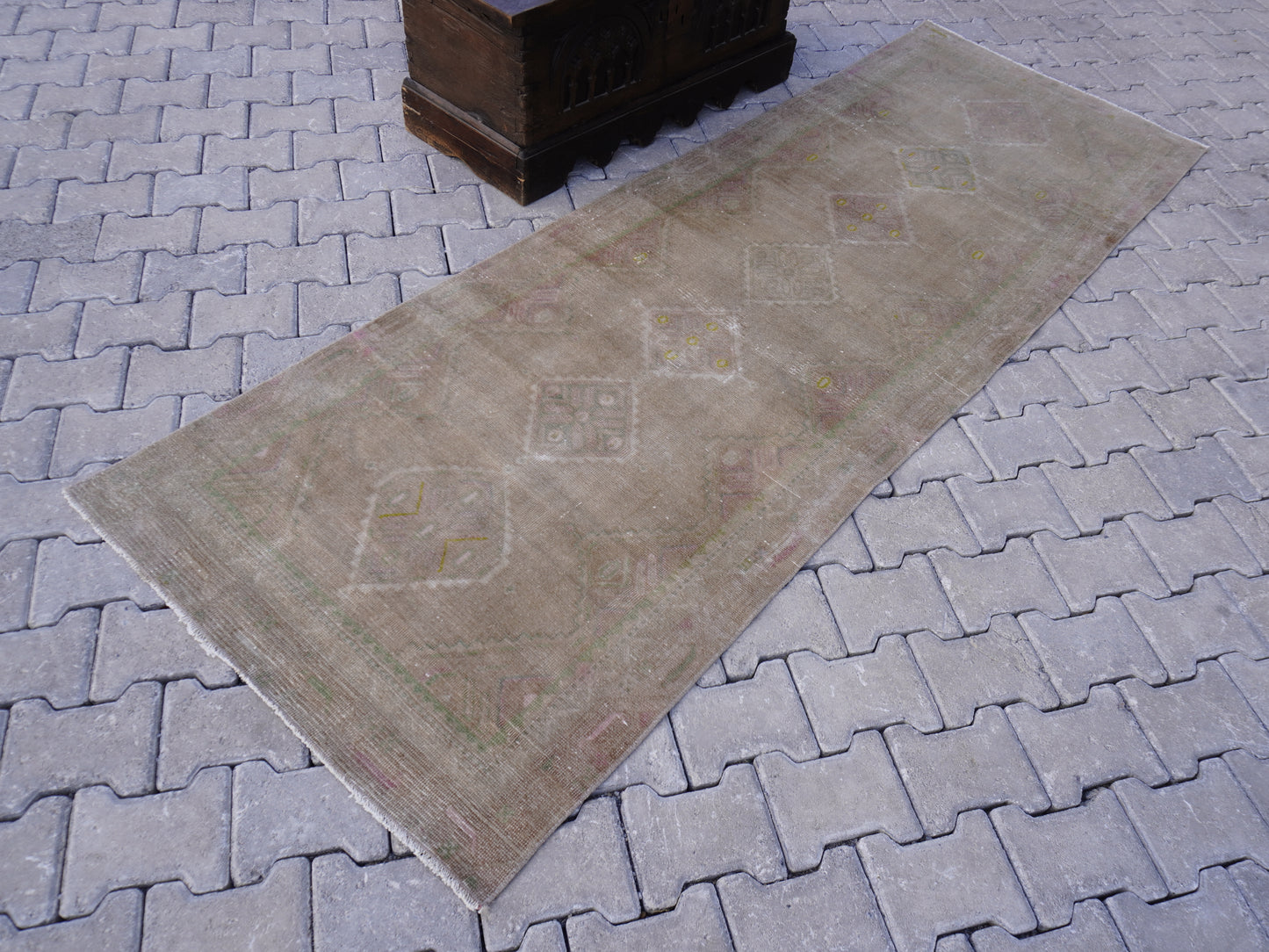 Vintage Runner Wool Rug 3x9 ft - sku 1379