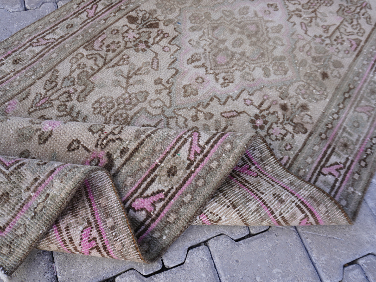 Vintage Wool Runner Rug 3x10 ft - sku 1374