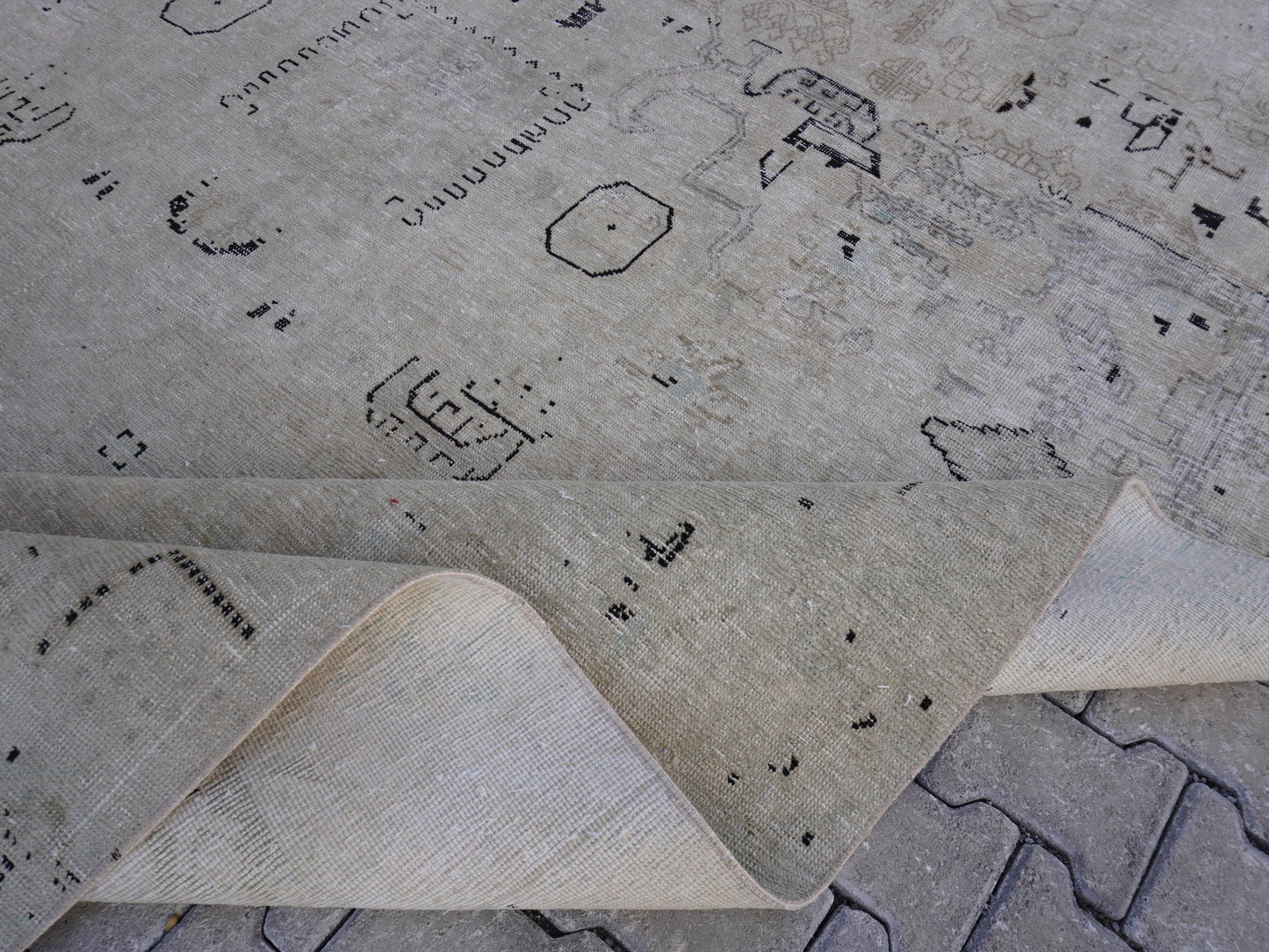 Wool Neutral Vintage Large Rug 9x12 ft - sku2032