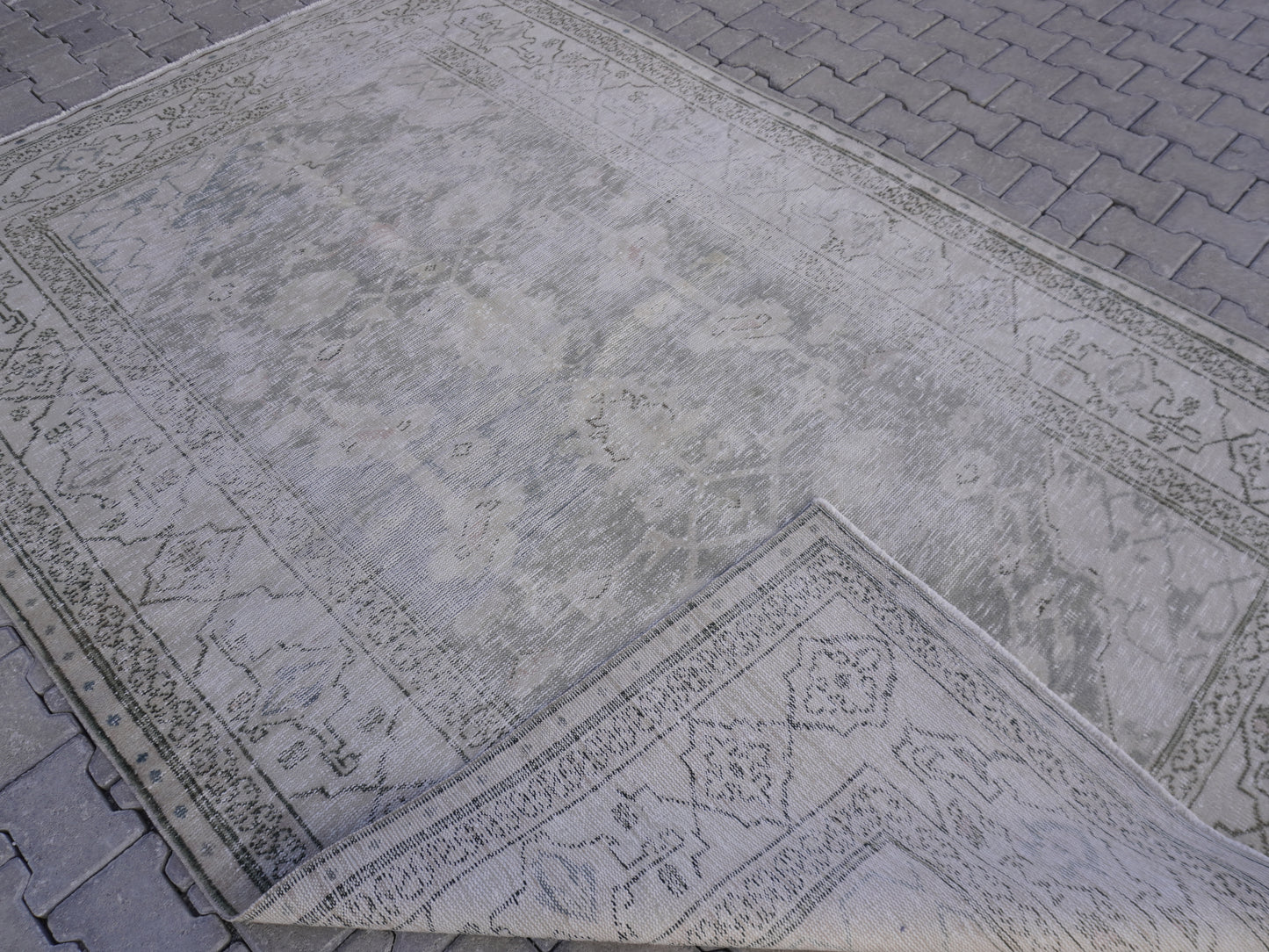 Wool Green Turkish Rug 6x9 ft - sku222