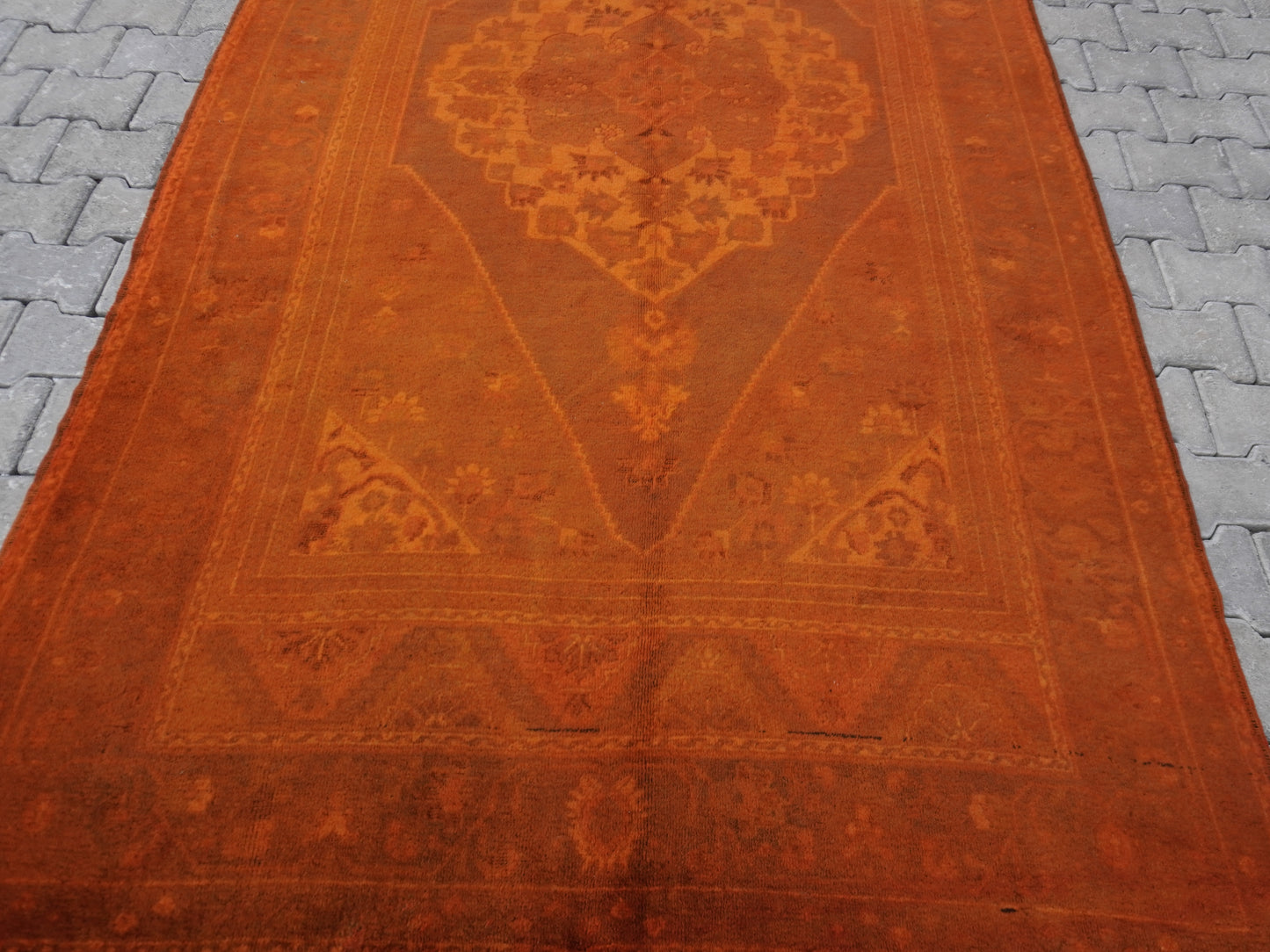 Vintage Orange Turkish Rug 5x10 ft - sku1720
