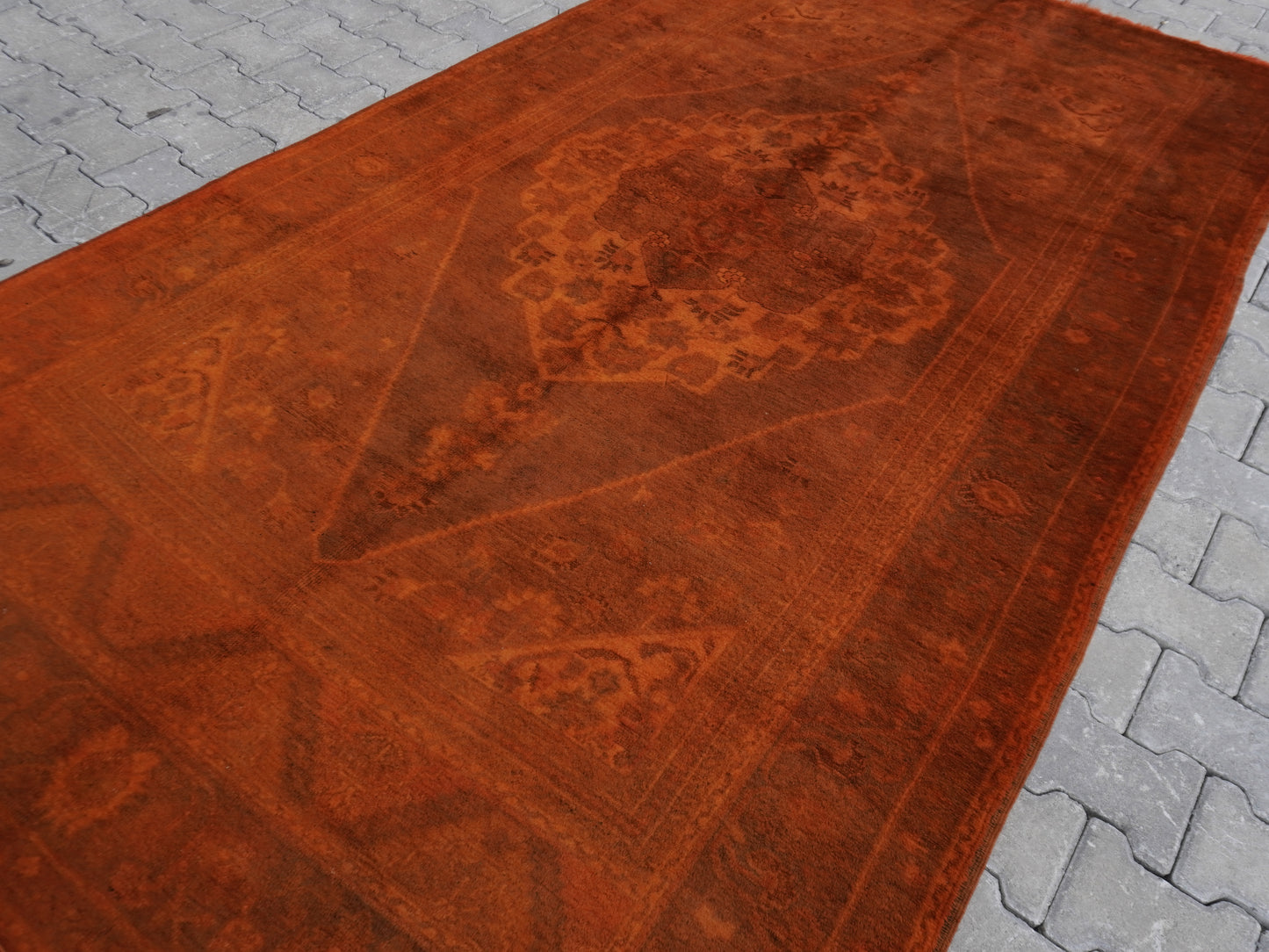 Vintage Orange Turkish Rug 5x10 ft - sku1720
