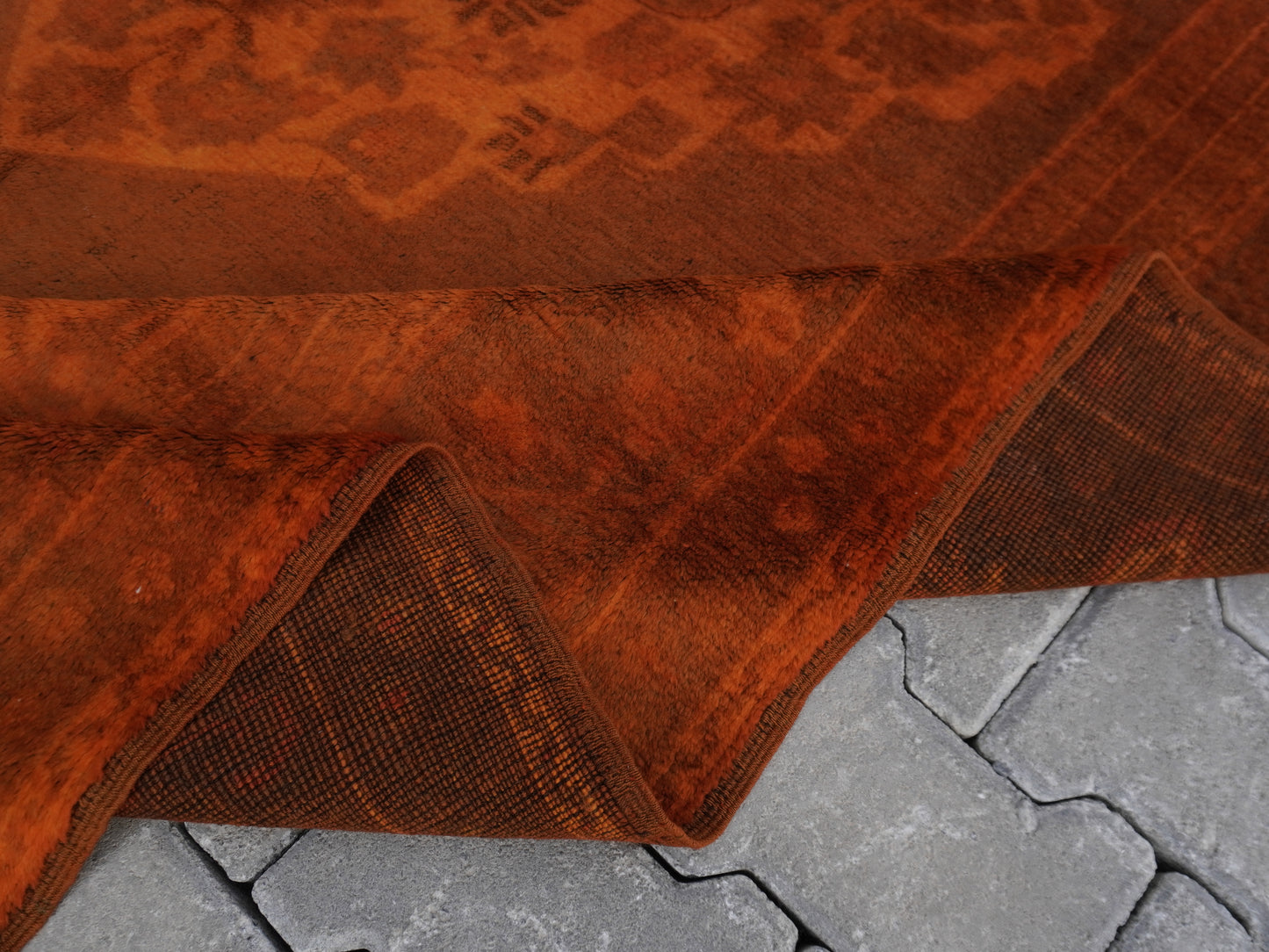 Vintage Orange Turkish Rug 5x10 ft - sku1720