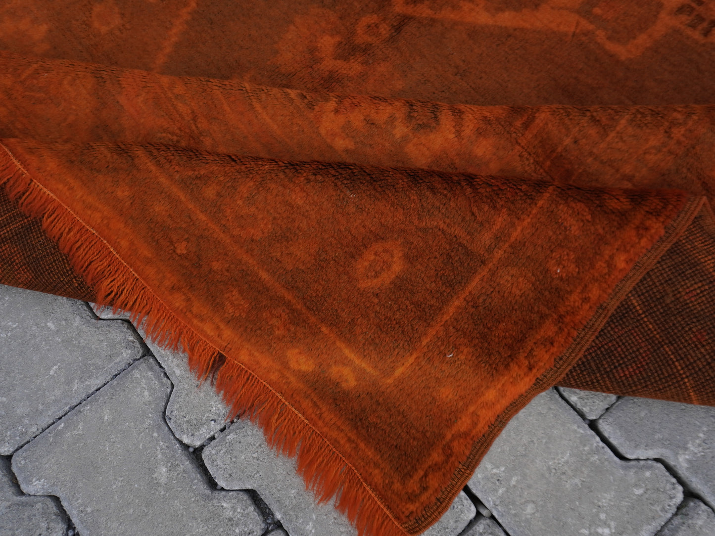 Vintage Orange Turkish Rug 5x10 ft - sku1720