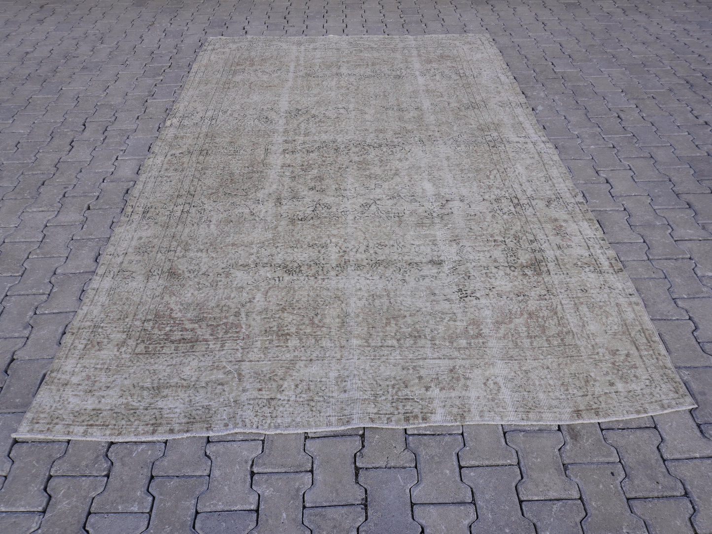 Wool Neutral Turkish Rug 6x9 ft- skuf139
