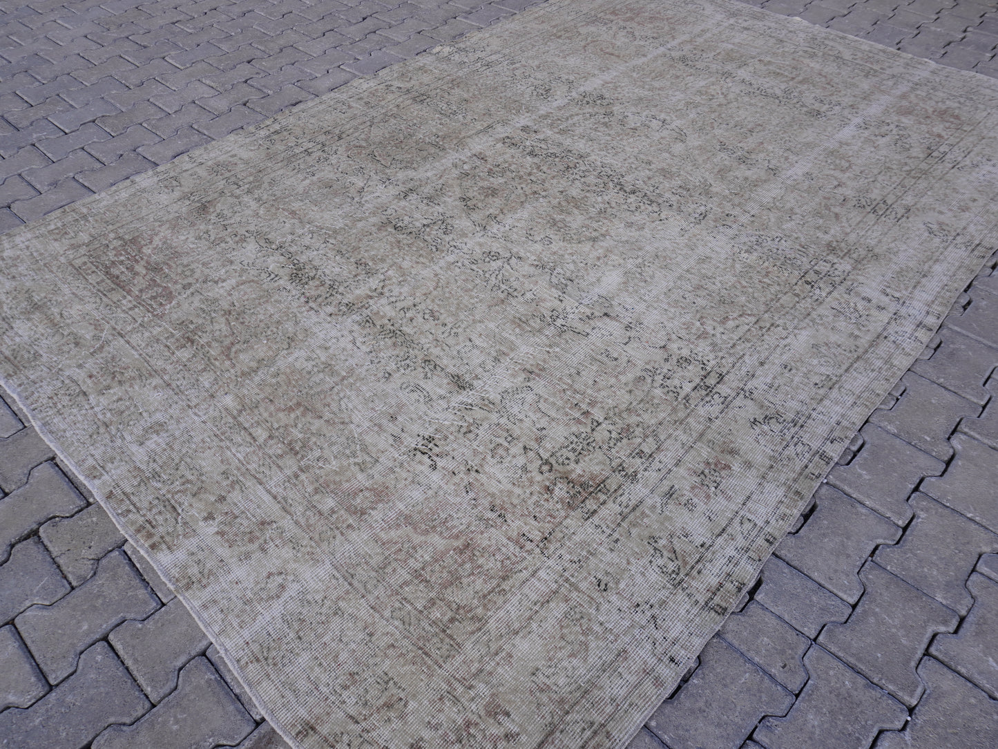 Wool Neutral Turkish Rug 6x9 ft- skuf139