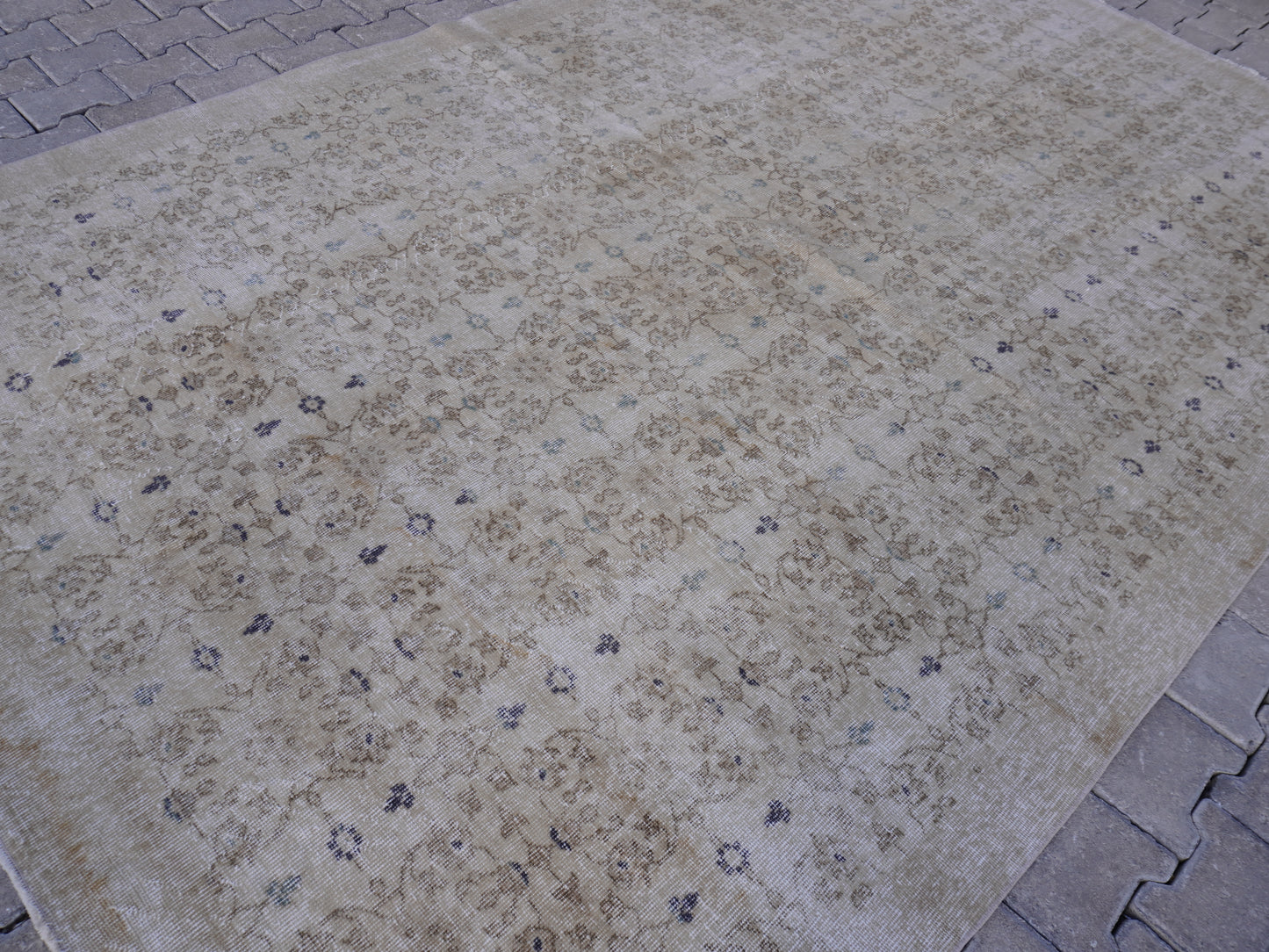 Vintage Neutral Wool Rug 7x10 ft - skuf174