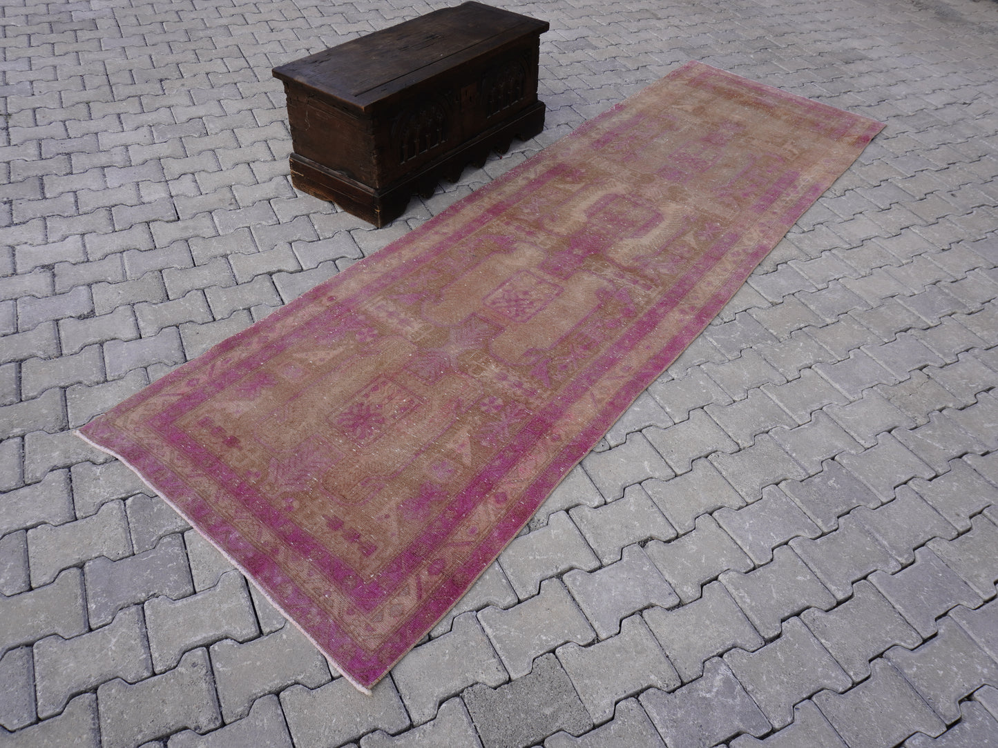 Vintage Runner Rug Pink 3x11 ft - sku1580