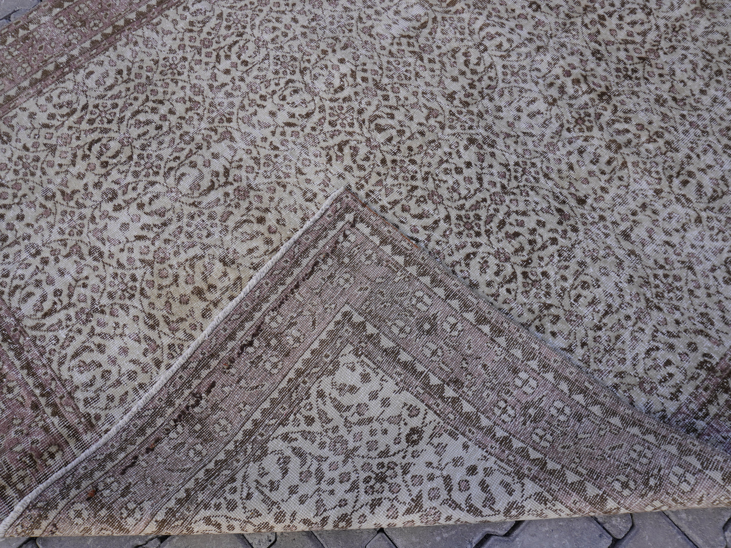 Wool Neutral Vintage Rug 7x10 ft - skuf36