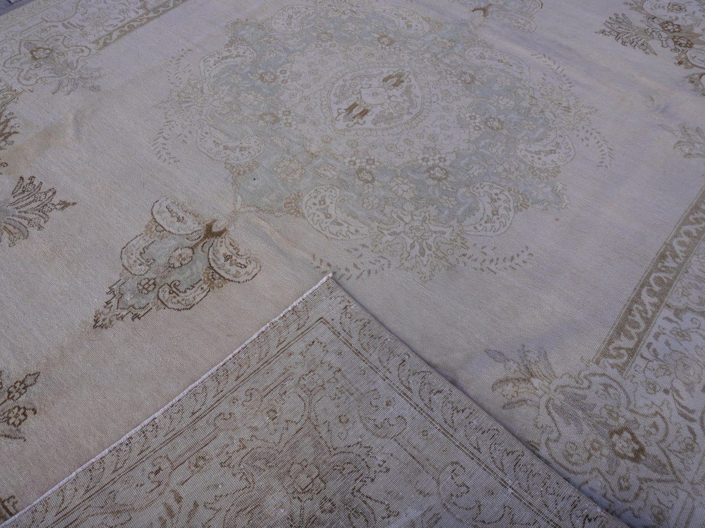 Hand-Knotted Medallion Design, Vintage Area Rug| 1960s Persian Tabriz Rug |skua196