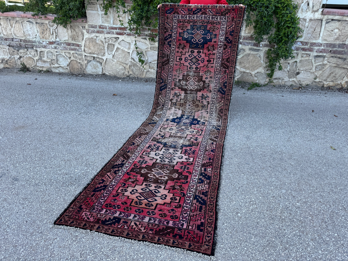 Antique Wool Runner Rug 3x10 - sku1858