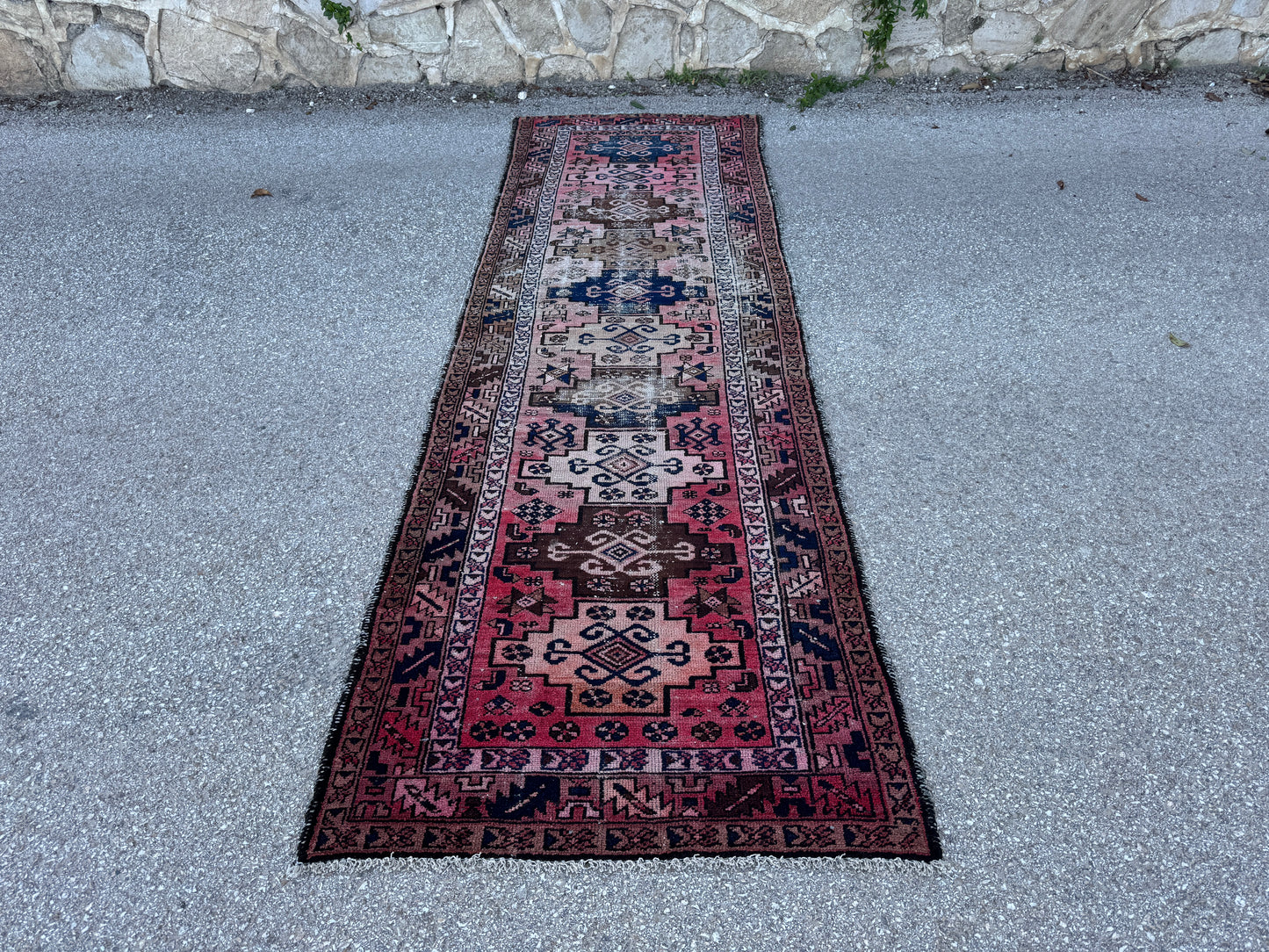 Antique Wool Runner Rug 3x10 - sku1858