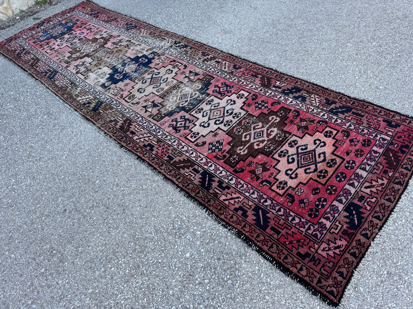 Antique Wool Runner Rug 3x10 - sku1858