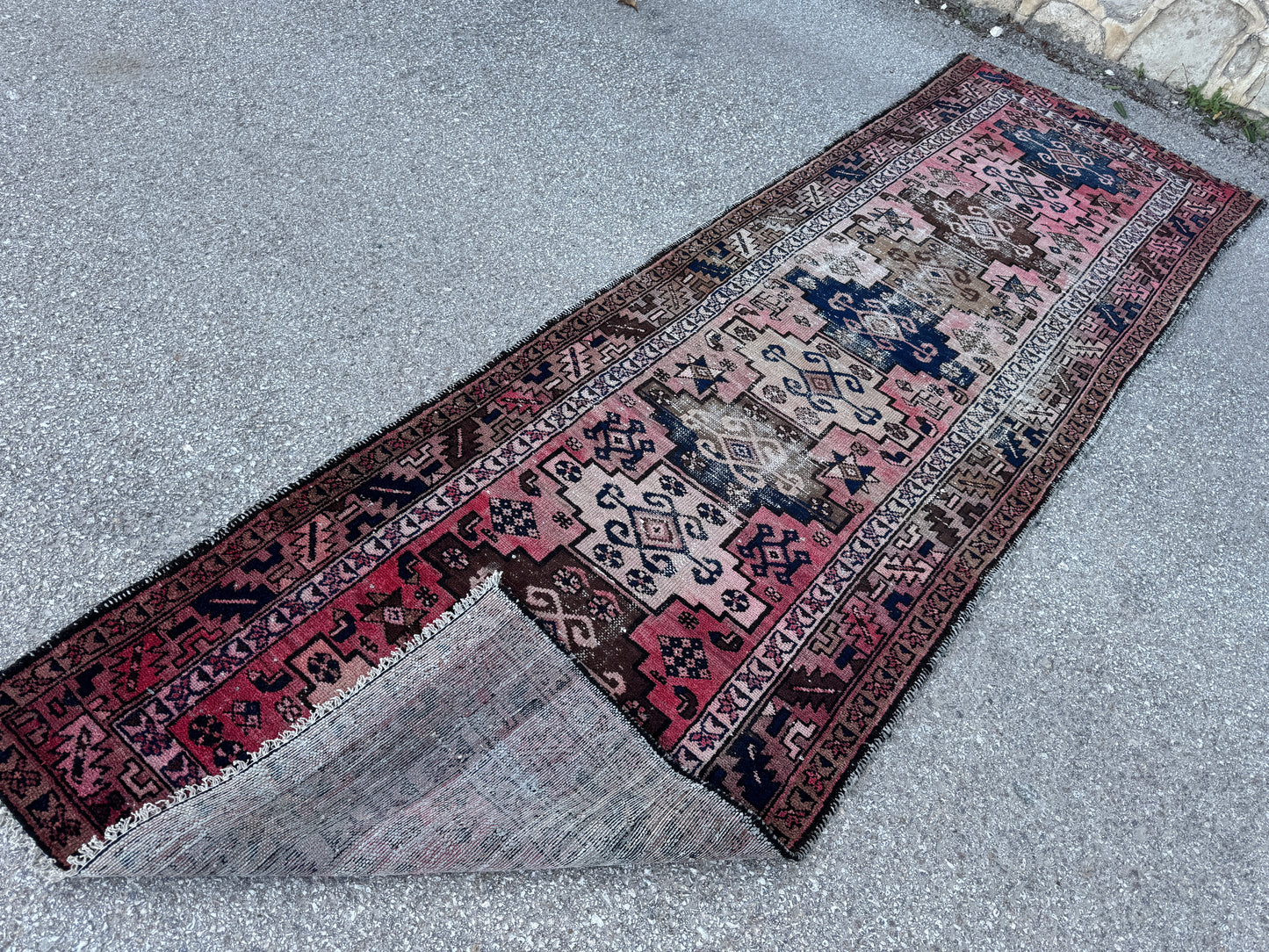 Antique Wool Runner Rug 3x10 - sku1858