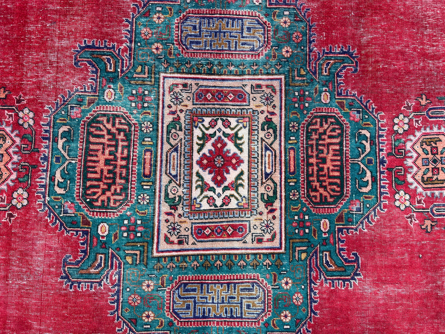 Red Vintage Wool Rug 9x12 ft - sku1267