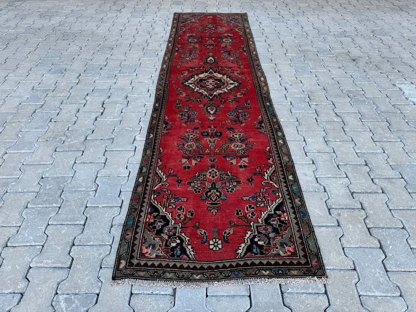 Vintage Runner Rug Wool 3x10 ft - sku1671